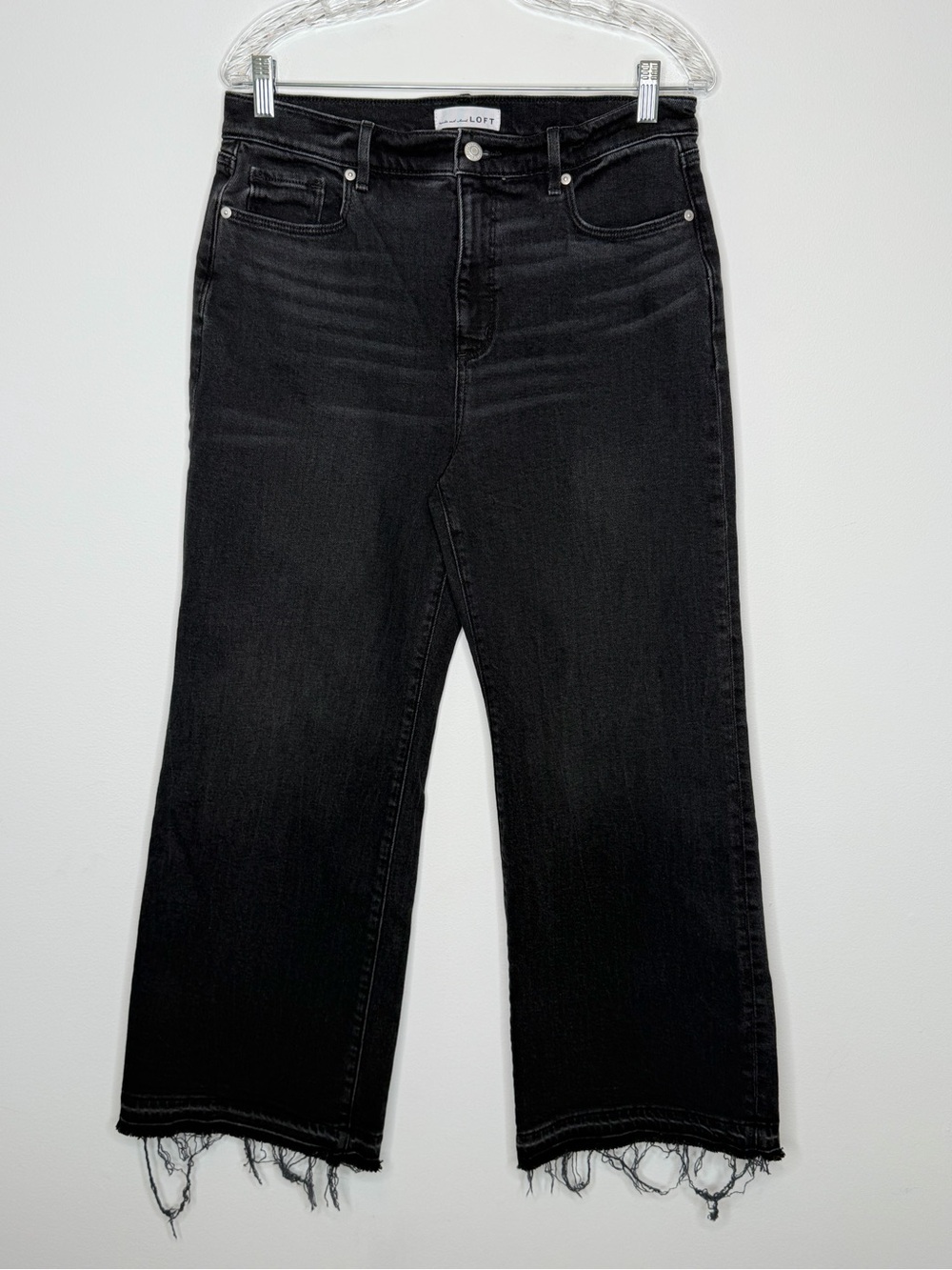Loft Black Raw Hem The Wide Leg Jean